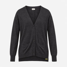 Charcoal Grey 100% Merino Wool Fine Knit Open Fron