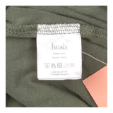 Top Khaki Olive Green Puff 3/4 Sleeve Crew Neck
