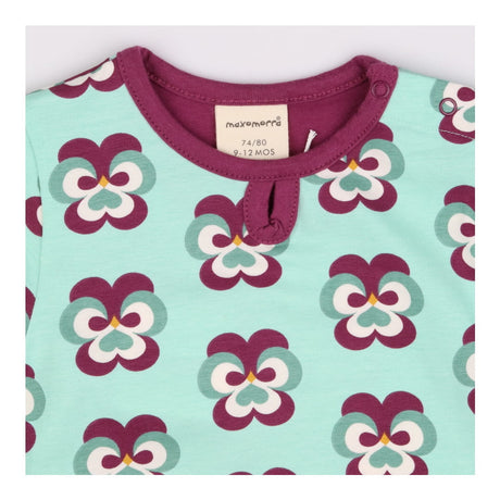 Dress jersey mint with pansies