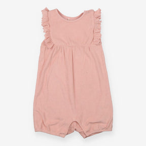 Romper pink toweling frill sleeves