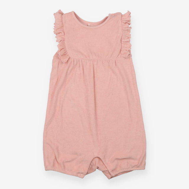 Romper pink toweling frill sleeves