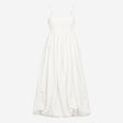 Dress Soft White Shirred Bodice Strappy Midi