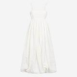 Dress Soft White Shirred Bodice Strappy Midi