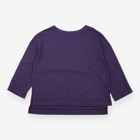 Brown & Blue Striped Oversized Long Sleeve Top