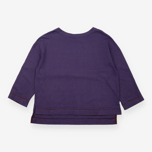 Brown & Blue Striped Oversized Long Sleeve Top