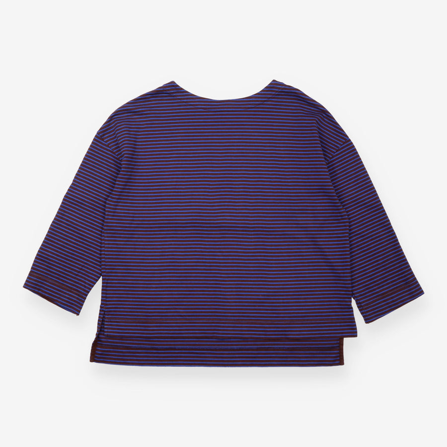 Brown & Blue Striped Oversized Long Sleeve Top