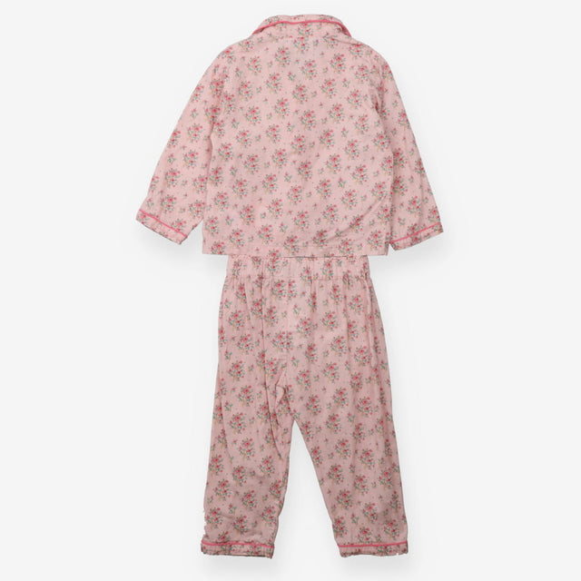 Collared Woven Pyjamas Pink with Roses