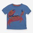 T-shirt blue embroidered crab
