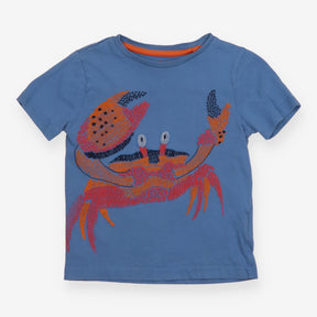T-shirt blue embroidered crab