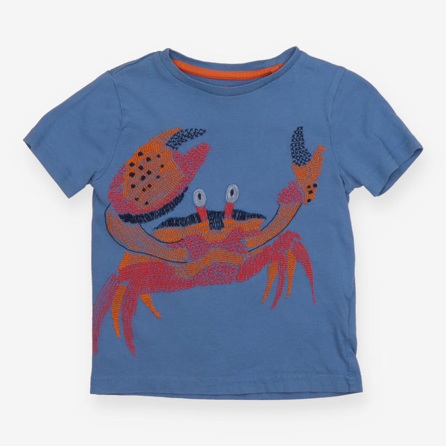 T-shirt blue embroidered crab