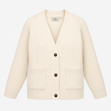 Chunky Knit Cream Open Cardigan with Pockets