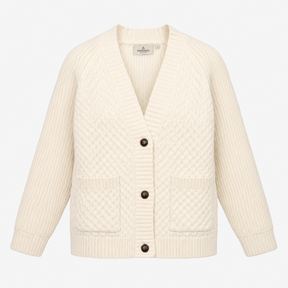 Chunky Knit Cream Open Cardigan with Pockets