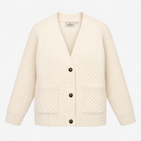 Chunky Knit Cream Open Cardigan with Pockets