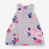 White Striped Floral Dress