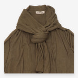 Longline Cardigan Moss Green Scarf Neck Open Front