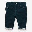 Green cord trousers grey lining