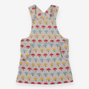 Pinafore Dress Grey with Yellow, Red and Blue Umbr