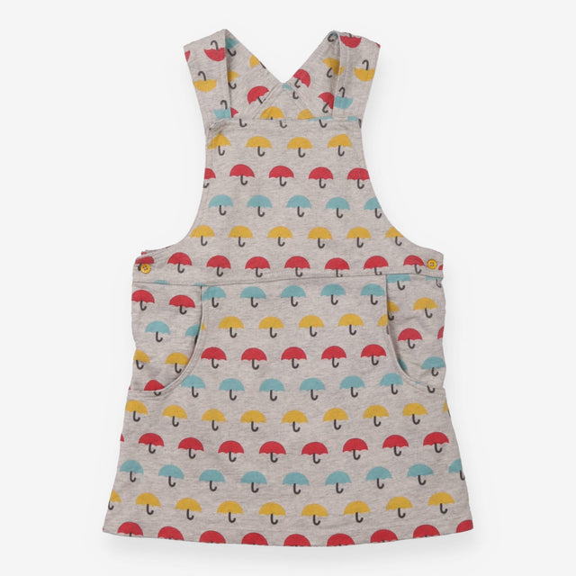 Pinafore Dress Grey with Yellow, Red and Blue Umbr