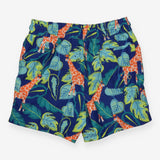 Swim shorts blue giraffes in forest