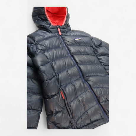 Navy Puffer Coat Pink Lined