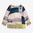 Teal Grey Botanical Fern Print Long Sl