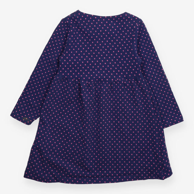 Jersey Dress Navy with Pink Dots