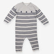 Romper knit white blue stripes and stars