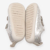 First shoes silver glitter velcro
