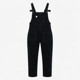 Black Organic Cotton Tie Strap Dungarees