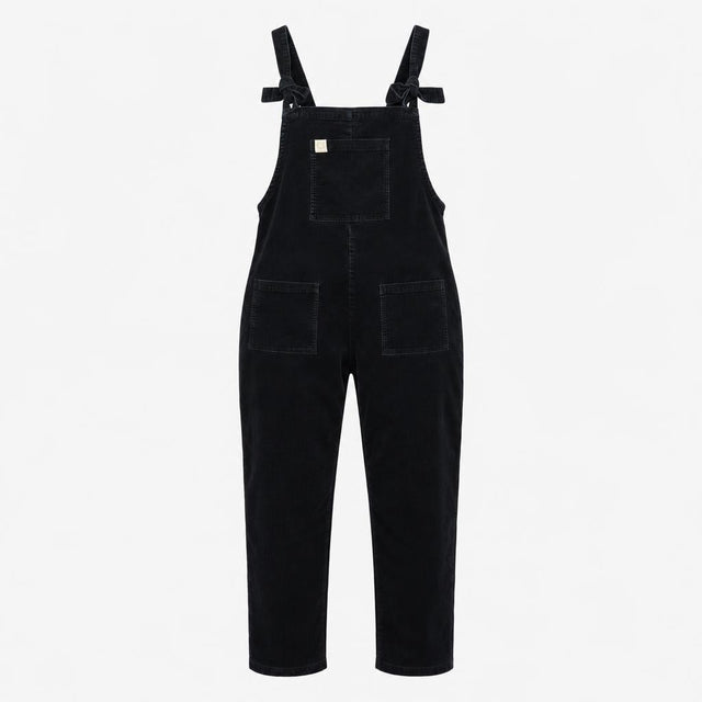 Black Organic Cotton Tie Strap Dungarees