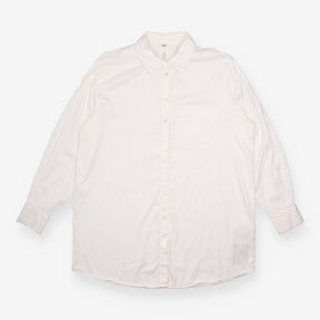 Blouse White Cotton Relaxed Long Sleeve