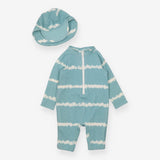 Sunsuit and Hat Blue Tie Dye