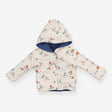 Reversible hooded cardigan blue and white with fox