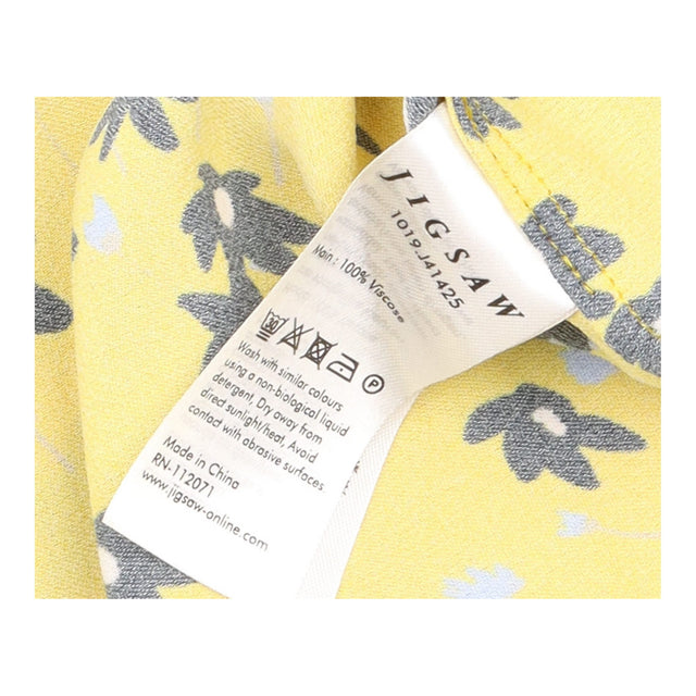 Jigsaw Mustard Yellow Floral Print Midi Shirt Dres