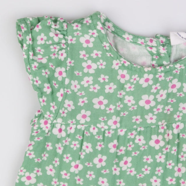 Green jersey dress with white flowers