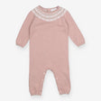 Romper Knit Pink Fairisle Neckline with Hearts