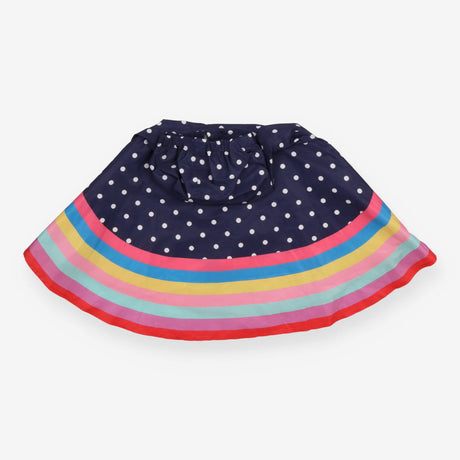 Hooded Poncho Navy Spotted and Colourful Stripes