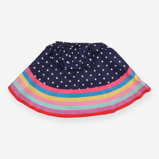 Hooded Poncho Navy Spotted and Colourful Stripes