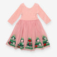 Dress pink velour top tuille skirt christmas trees