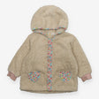 Jacket fur floral trim pockets