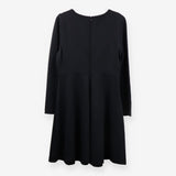 Black Structured Midi Dress 3/4 Sleeve