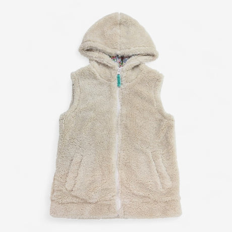 Gilet Cream Fleece with Floral Lining and Hood