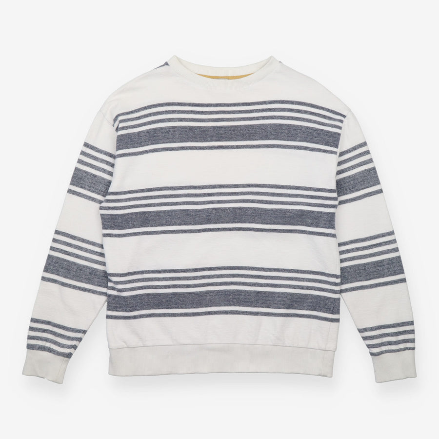 White Striped Crewneck Sweatshirt