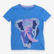 Tee SS blue stitched elephant
