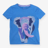 Tee SS blue stitched elephant