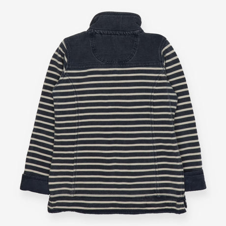 Half-zip sweater blue stripe with fleece collar