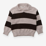 Grey and charcoal knit collared jumper