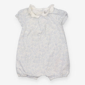 Romper white blue floral white collar  SS