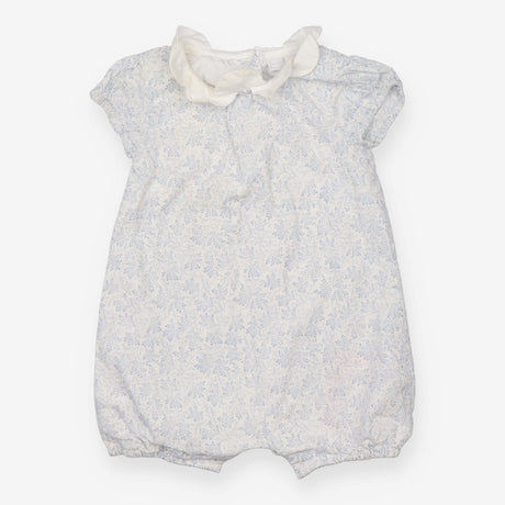 Romper white blue floral white collar  SS