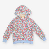 Hoodie Fleece Lined White Floral